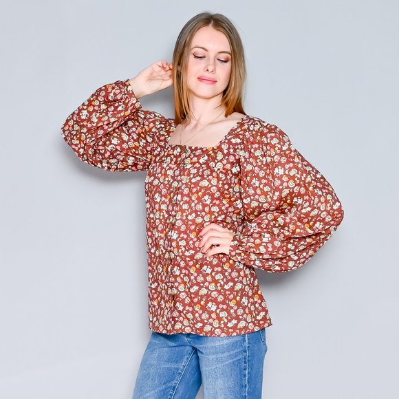 405. SAINT LAURENT Rive Gauche 1970s Vintage Floral Print Cotton Blouse Sz 38 - Picture 6 of 9